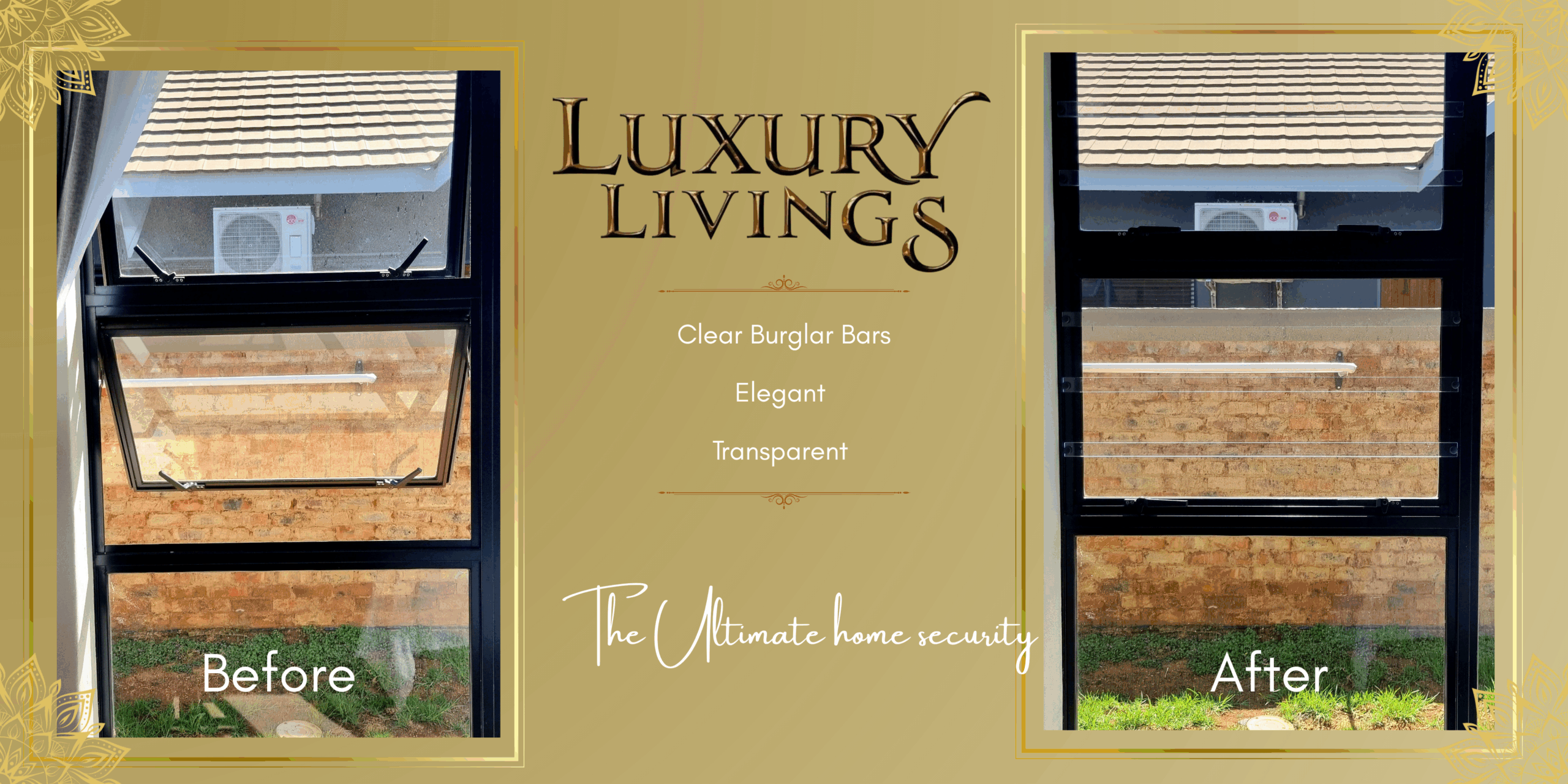 Discover Luxury Livings’ Clear Burglar Bars — elegant, strong, and invisible protection for your home or business. Serving Centurion, Pretoria, Randburg & Gauteng. Request your free quote today!